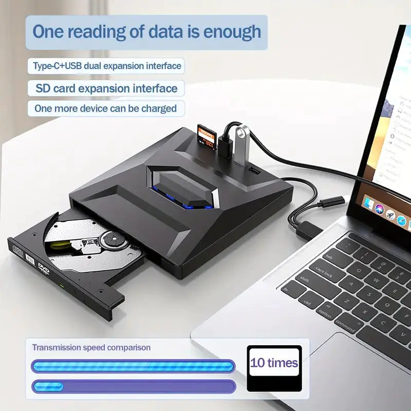 Lecteur CD/DVD externe portable pour ordinateur portable et PC