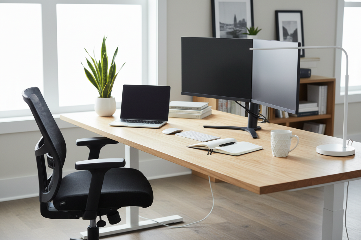 Image d'un setup télétravail professionnel 