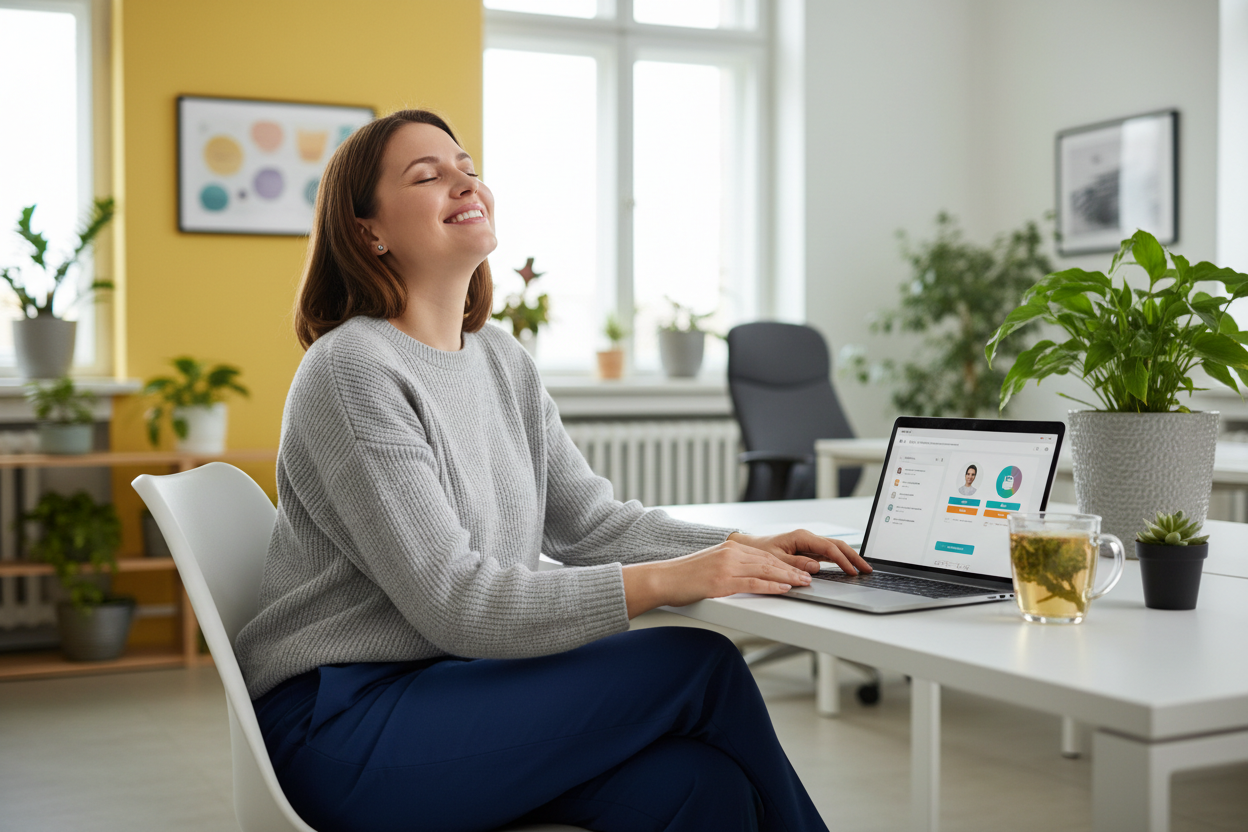 IMAGE SETUP PERSONNEL QUI TRAVAIL EN RH,  LIBERER ET DETENDU GRACE A TIME RH