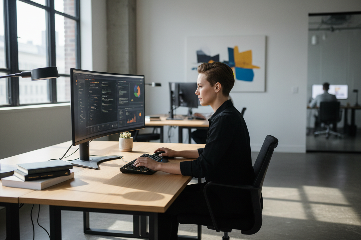 utilisateur qui travail sur un pc